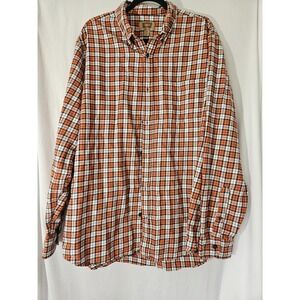 The Foundry Supply Co. Men Button Up Shirt XLT Orange Plaid Flannel